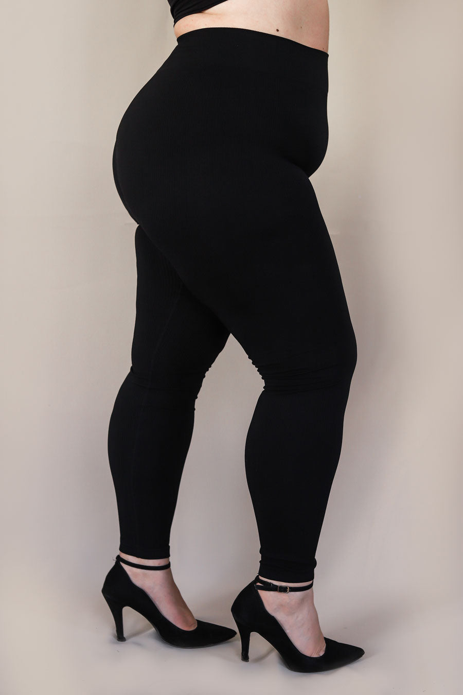 Legging de canalé suave de talla grande 